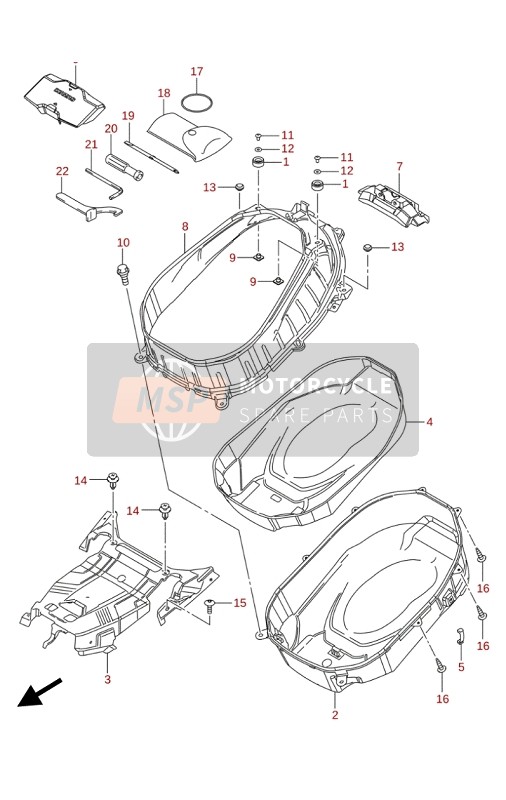 Suzuki AN400A BURGMAN 2020 Caja de casco para un 2020 Suzuki AN400A BURGMAN